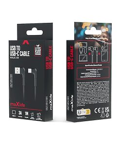 maXlife 1m 3A vinklet USB- USB-C Kabel