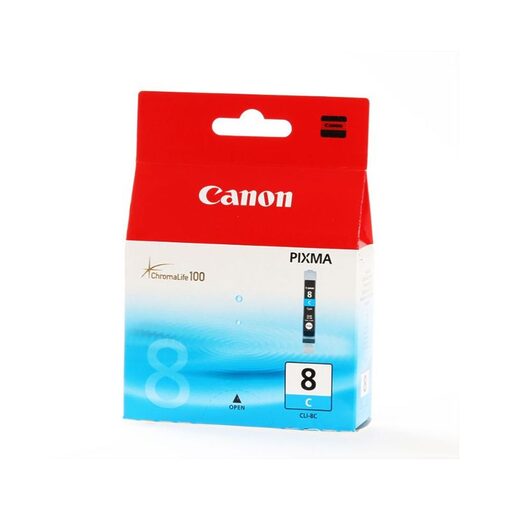 Canon Ink Cart. CLI-8C für iP3300/iP4200/iP4300/iP4500/ iP5200/iP5300/iP6600D/iP6700D/ iX4000/iX5000/MP500/MP510/ MP530/MP600/MP610/MP800/MP810/ MP830/MP970/MX700/MX850/ Pro9000 cyan (0621B001)