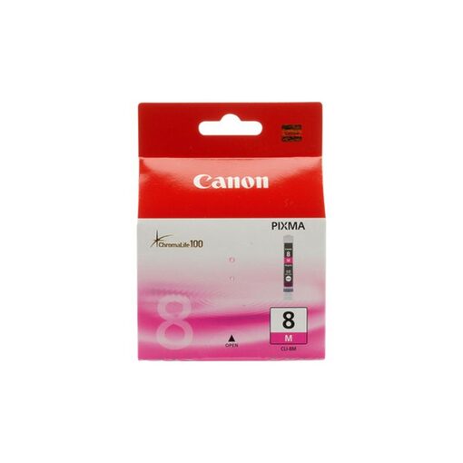 Canon Ink Cart. CLI-8M für iP3300/iP4200/iP4300/iP4500/ iP5200/iP5300/iP6600D/iP6700D/ iX4000/iX5000/MP500/MP510/ MP530/MP600/MP610/MP800/MP810/ MP830/MP970/MX700/MX850/ Pro9000 magenta (0622B001)
