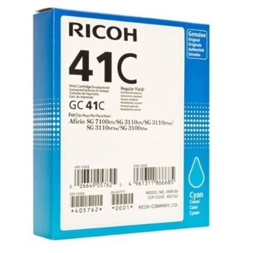 Ricoh Gel Cartridge 405762 standard capacity GC41 cyan