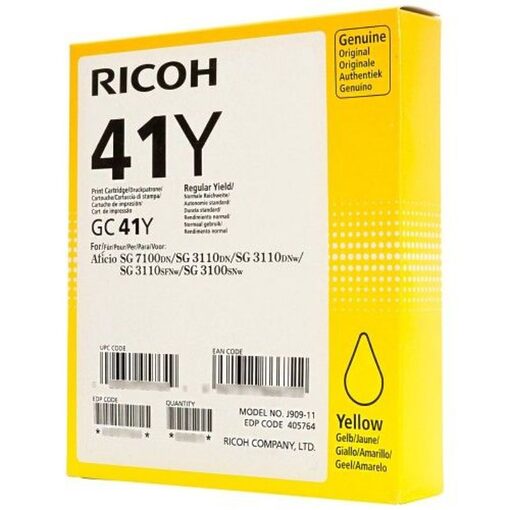 Ricoh Gel Cartridge 405764 standard capacity GC41 yellow