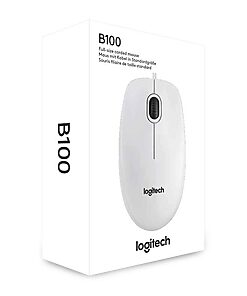 Logitech B100 Optical USB Mouse for Bus -WHITE- EMEA (910-003360)