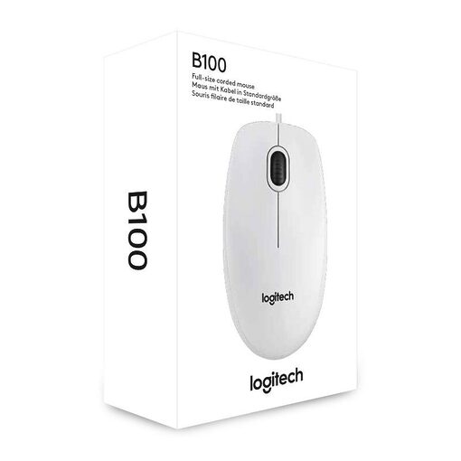 Logitech B100 Optical USB Mouse for Bus -WHITE- EMEA (910-003360)