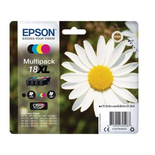 Epson Ink Cart. Multipack Claria Home C13T18164012 für Expression Home XP30/102/202/ 205/215/302/305/312/315/402/ 405/415/422/325/425/322/212/ 225 (BK