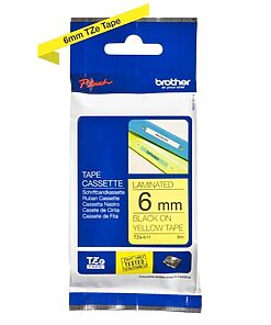 Brother P-touch TZE611 yellow/black (8m x 6mm)