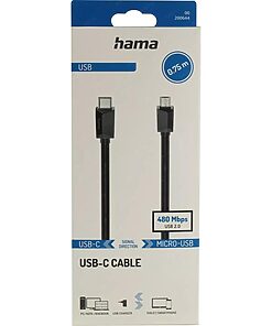 Hama Cable 00200644 / USB-C to Micro-B 0.75m Black