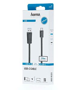 Hama Cable 00200651 / USB-C to USB-A 0.75m Black