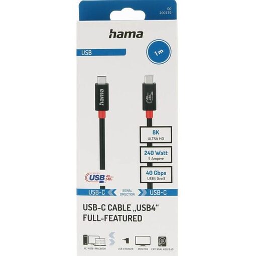 Hama Cable 00200779 / USB-C 1m Black