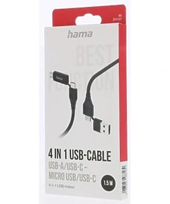 Hama Cable 00201537 / 4in1 USB-A Micro-B USB-C Black