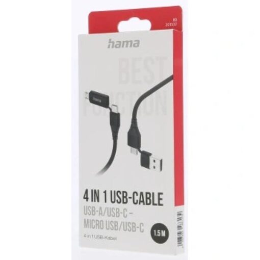 Hama Cable 00201537 / 4in1 USB-A Micro-B USB-C Black