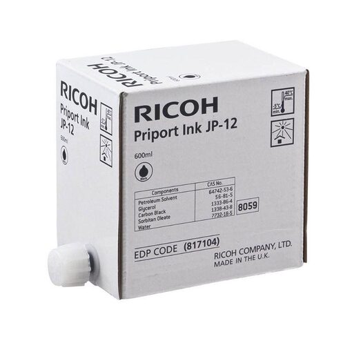 Ricoh Priport Ink JP-12 JP1210/1215/1250/1255/JP3000/ DX3240/3440 black (1 x 600ml) (817104)