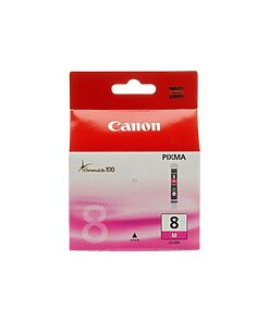 Canon Ink Cart. CLI-8M für iP3300/iP4200/iP4300/iP4500/ iP5200/iP5300/iP6600D/iP6700D/ iX4000/iX5000/MP500/MP510/ MP530/MP600/MP610/MP800/MP810/ MP830/MP970/MX700/MX850/ Pro9000 magenta (0622B001)