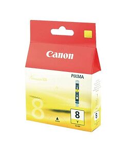 Canon Ink Cart. CLI-8Y für iP3300/iP4200/iP4300/iP4500/ iP5200/iP5300/iP6600D/iP6700D/ iX4000/iX5000/MP500/MP510/ MP530/MP600/MP610/MP800/MP810/ MP830/MP970/MX700/MX850/ Pro9000 yellow (0623B001)