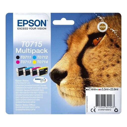 Epson Ink Cart. C13T07154012 für Stylus D78/92/120/DX4000/ 4050/4400/4450/5000/5050/6000/ 6050/7000F/7400/7450/8400/8450/ Pro9450/S20/21/SX100/105/110/ 115/200/205/210/215/218/400/ 405/405WiFi/410/415/510W/515W/ SX600FW/610FW/B40W/BX300F/310FN