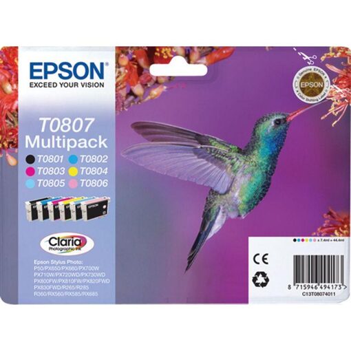 Epson Ink Cart. C13T08074011 für Stylus Photo R265/360/ RX560/585/685/P50/PX650/660/ 700W/710W/720WD/730WD/810FW/ 820FWD/830FWD Multipack