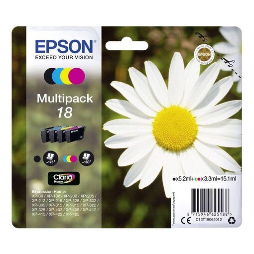 Epson Ink Cart. Multipack Claria Home C13T18064012 für Expression Home XP30/102/202/ 205/215/302/305/31xx/402/405/ 41xx (BK