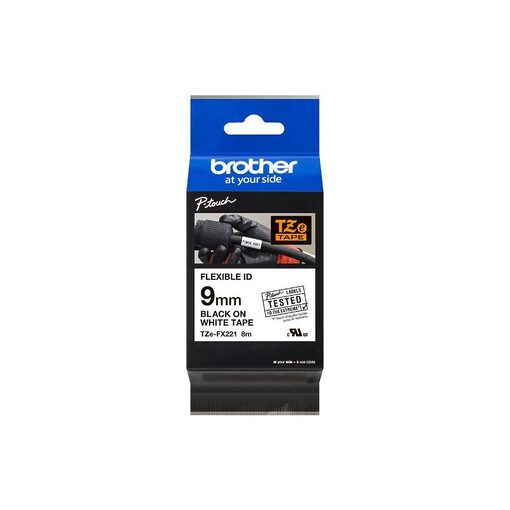 Brother P-touch TZEFX221 white/black (8m x 9mm)